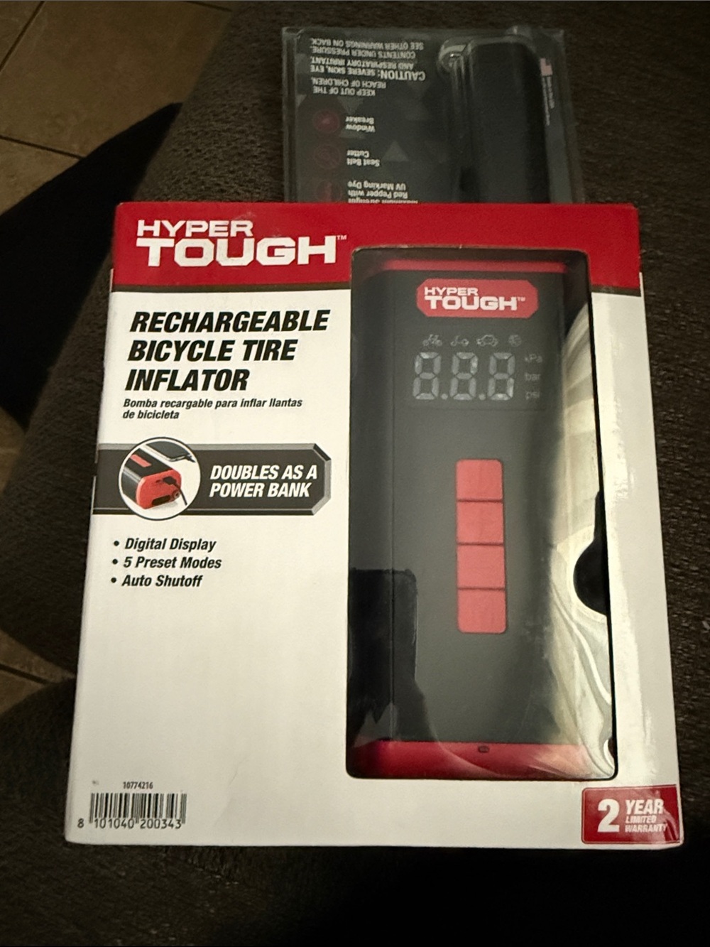 Hyper Tough Rechargeable Bicycle Tire Inflator - Black & Red